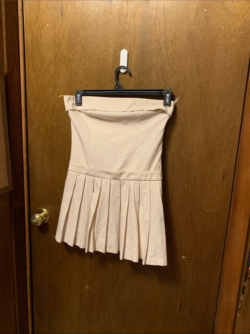 Zara Strapless Pleated Mini Dress - Beige
